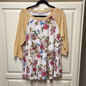 NWOT Striped Floral Long Sleeve Women's Top